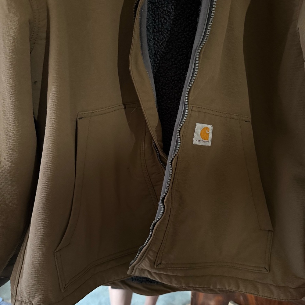 Carhartt Super Dux Men's Rain Defender Sherpa-Lined Brown Relaxed Fit Jacket - Picture 4 of 16